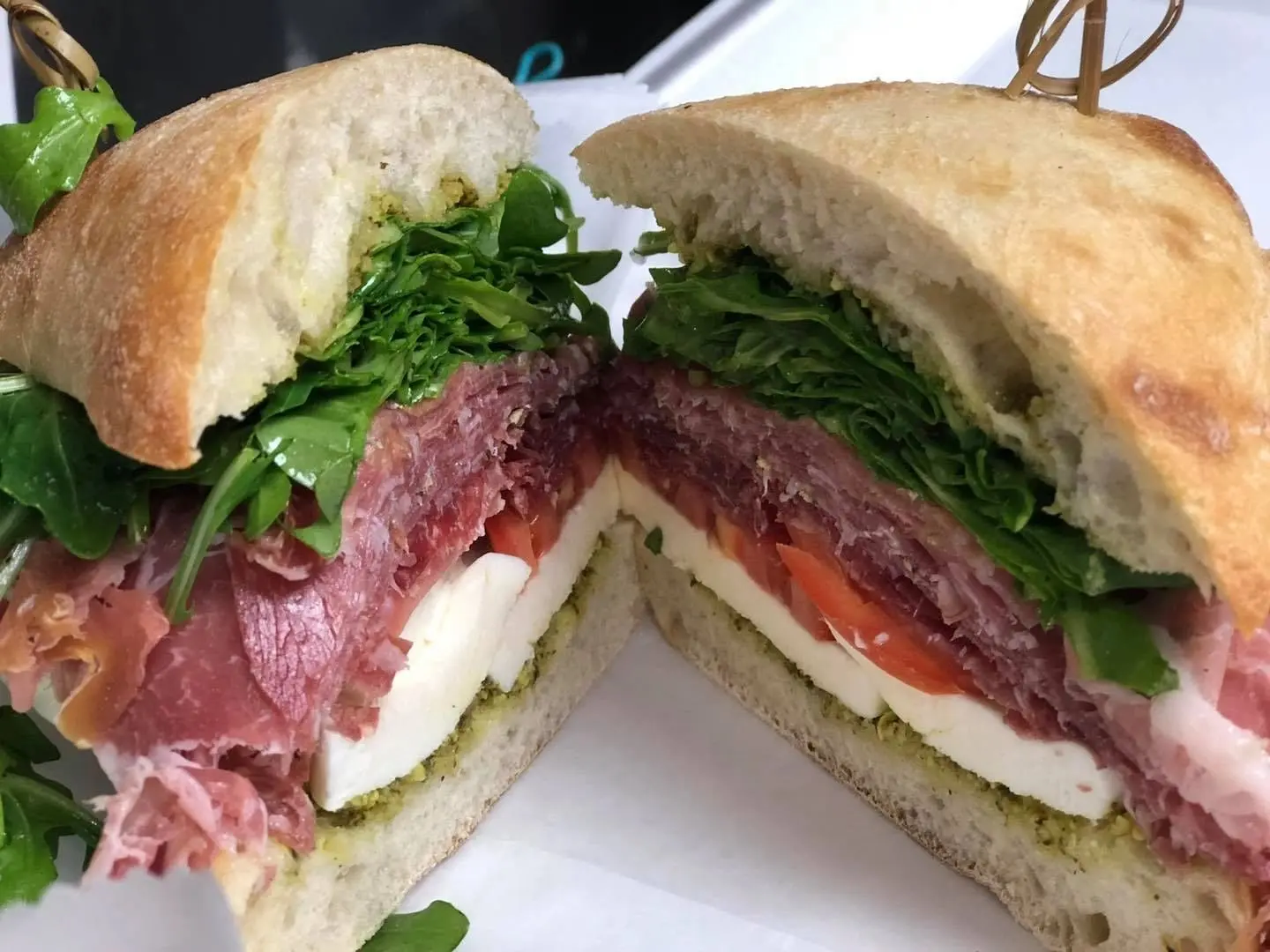Meat Lover's Panino with prosciutto, soppressata and capicola on ciabatta